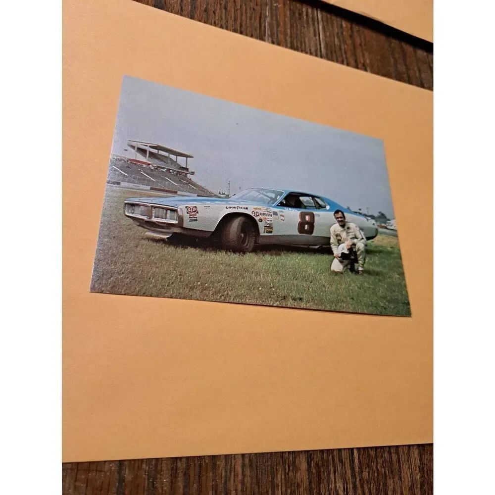 Vintage Ed Negre #8 STP NASCAR Postcard 5x7 Blue Dodge Grand National Unused